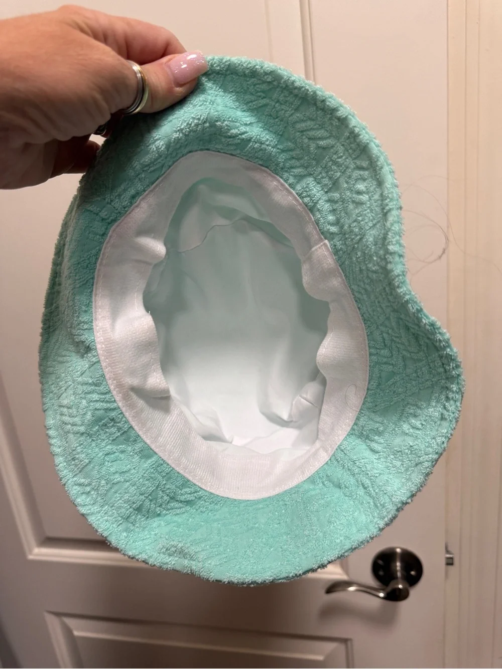 Kopari teal blue terrycloth bucket sun hat with logo NEW  Non smoking home